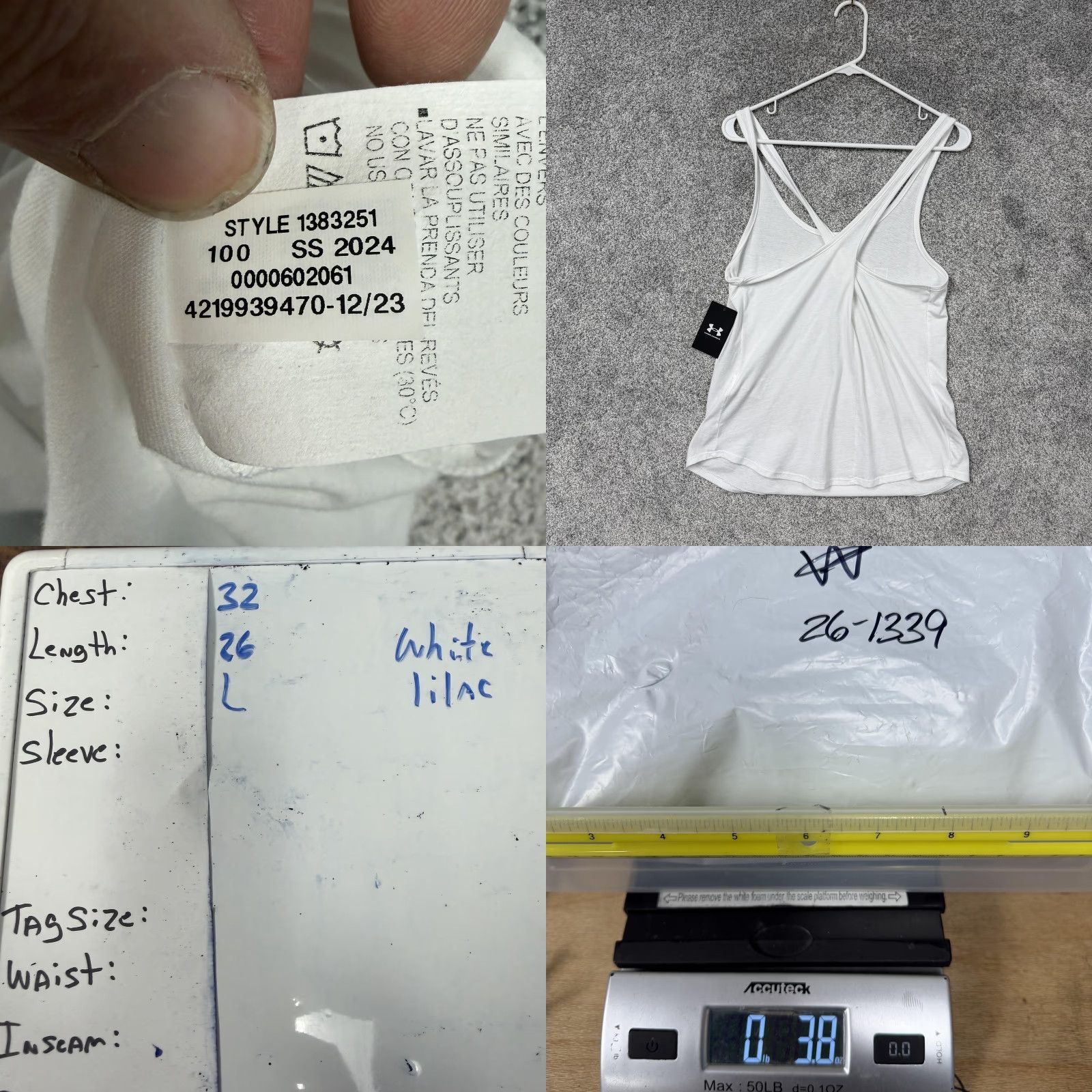 Under Armour Under Armour Tank Top Women L White Lilac Lightweight Sleeveless Racerback Gym & Training Scoop Neck Casual 1383251 Size L / US 10 / IT 46 - 8 Thumbnail