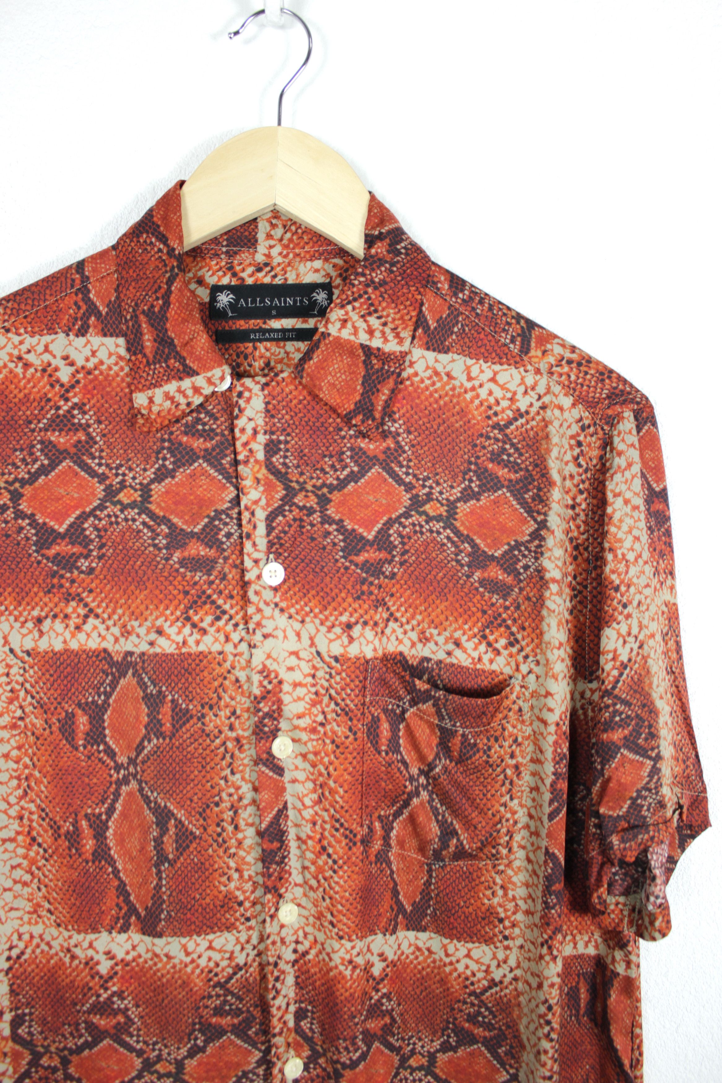 Allsaints Allsaints EXO Snakeskin Printed Open Collar Viscose Shirt Size US S / EU 44-46 / 1 - 3 Thumbnail