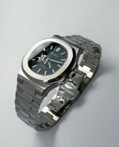 Japanese Brand Seiko Mod Nautilus Dark Green Open Dial Steel Watch 41mm Size ONE SIZE - 2 Thumbnail