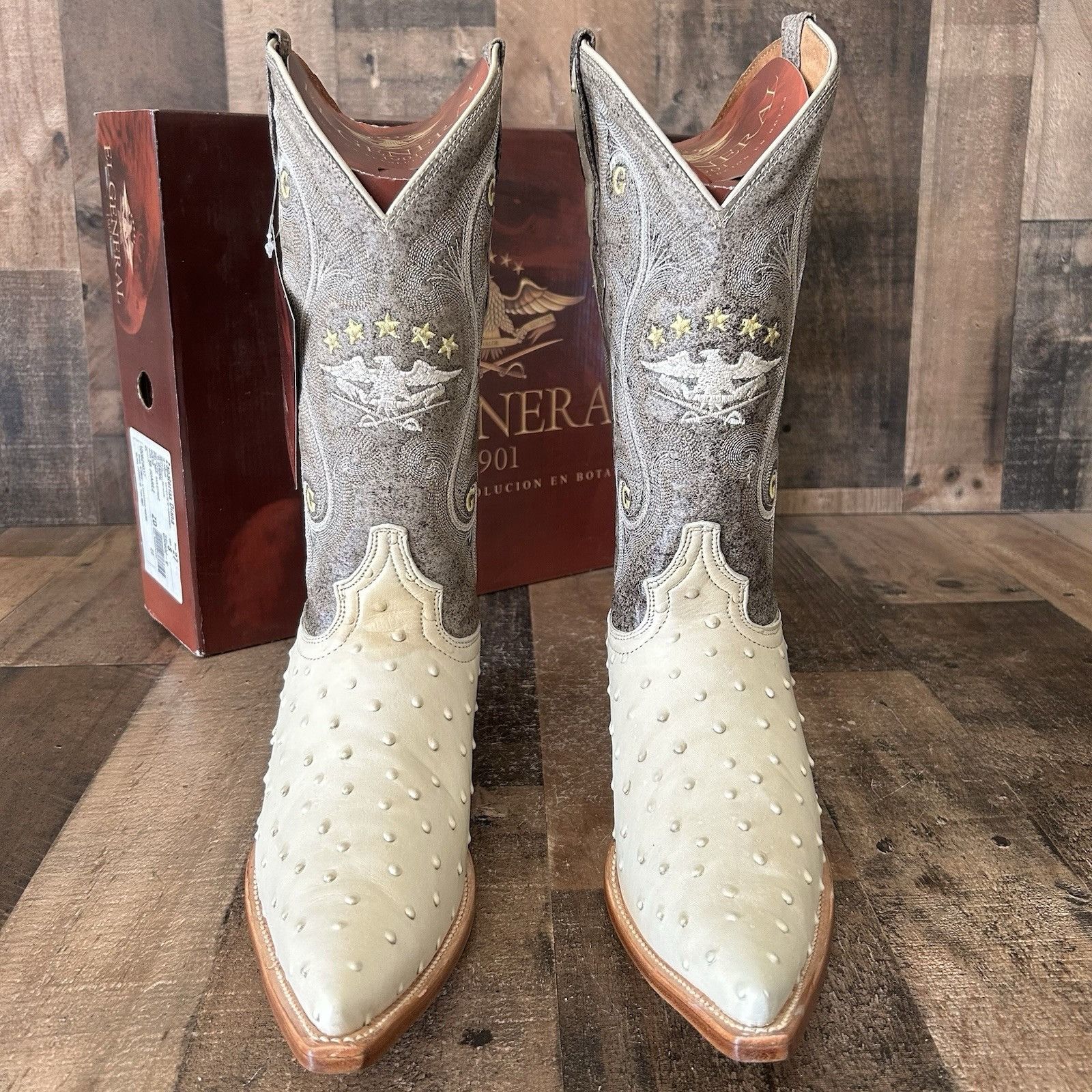 Vintage El General Ostrich Print Pointed Toe Cowboy Boots Mens 8 Size US 8 / EU 41 - 9 Thumbnail