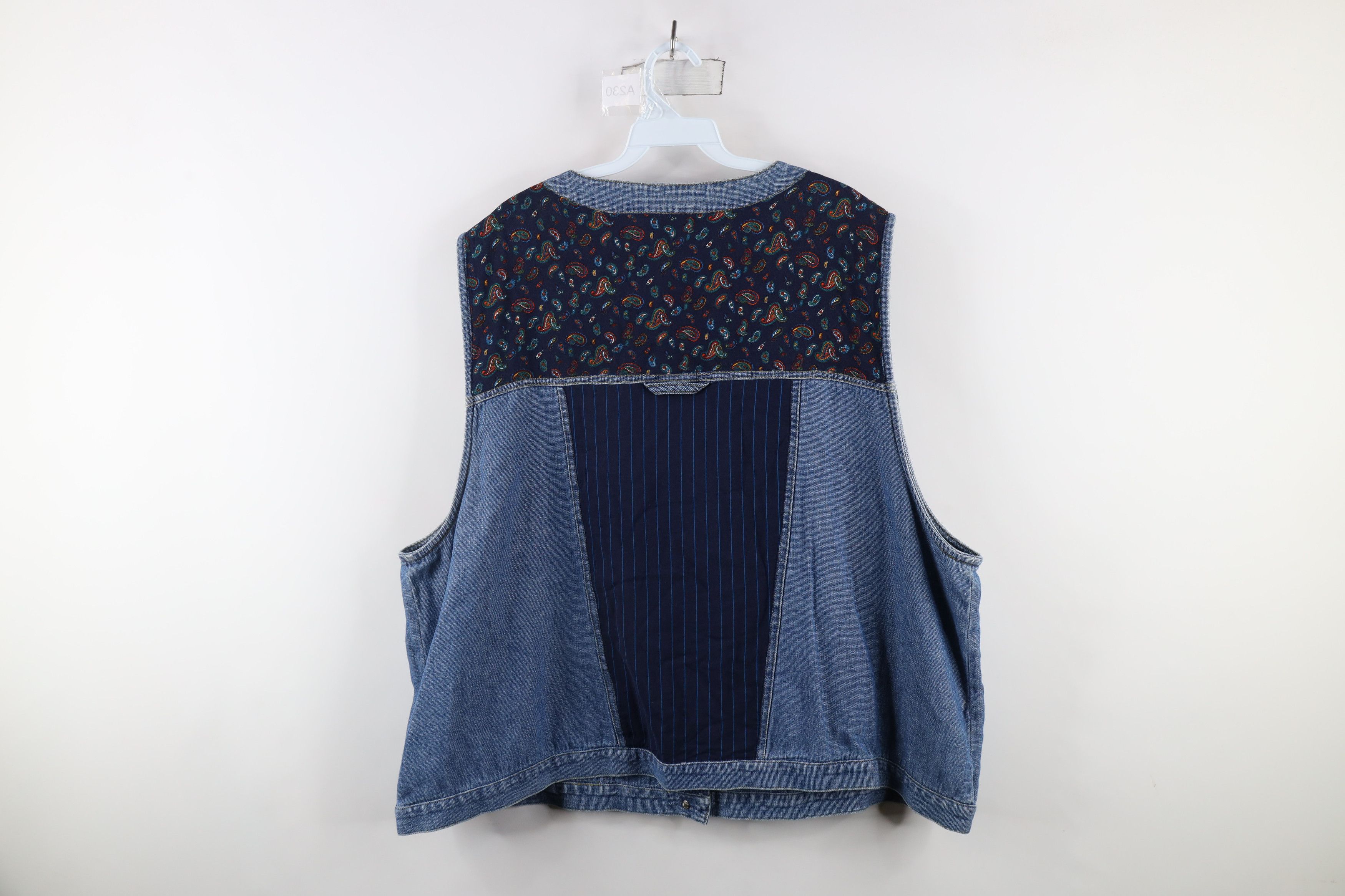 Vintage Vintage 90s Streetwear Patchwork Denim Button Vest Jacket Size 4XL / US 24-26 - 12 Thumbnail