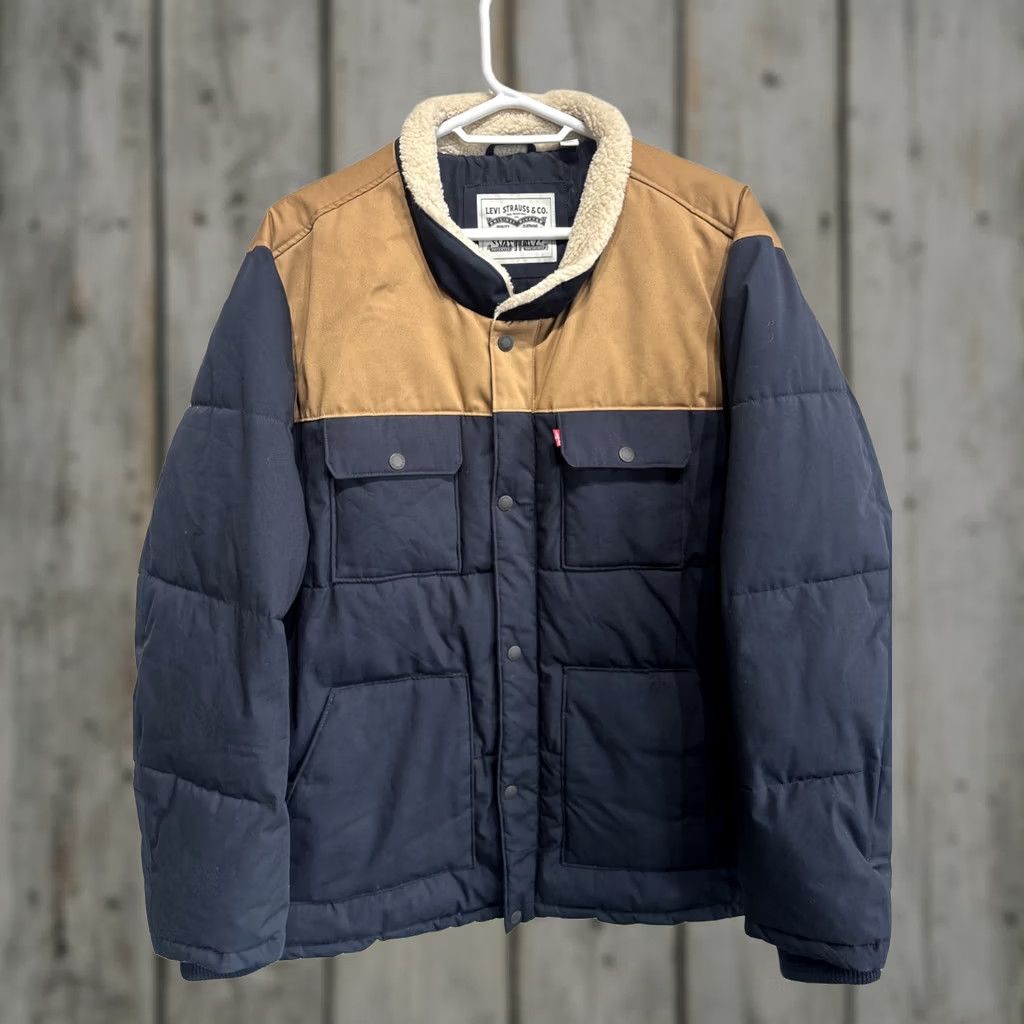 Levi's VINTAGE Levi's Navy Blue Quilted Woodsman Puffer Coat Jacket Full Zip Mens 3XLT Jacket Size US XXL / EU 58 / 5 - 1 Thumbnail