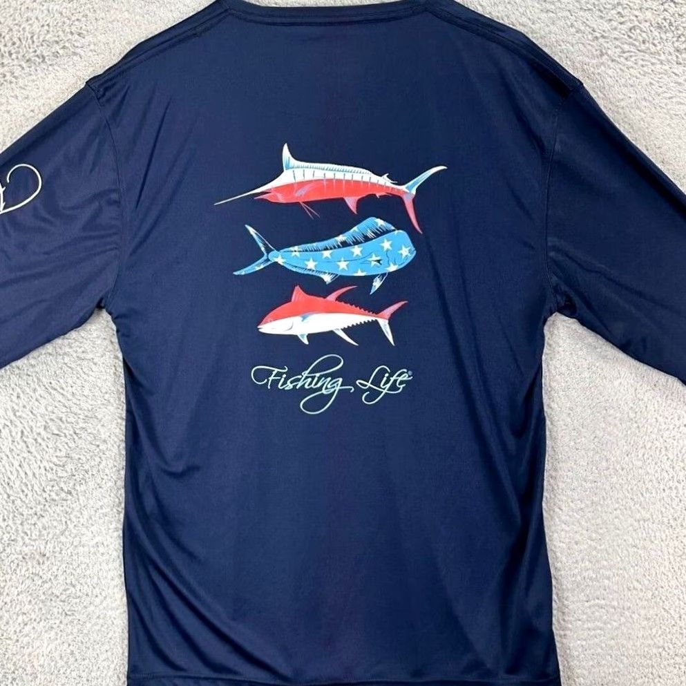 Alife Fishing Life T-Shirt Men Medium Navy Blue Graphic Fisherman Long Sleeve EUC Size US M / EU 48-50 / 2 - 3 Thumbnail