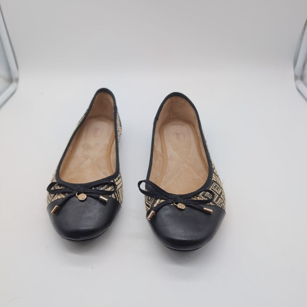 Bass Women's Bass Lacy Raffia Black Patterned Ballet Flats sz 8 Size US 8 / IT 38 - 3 Thumbnail