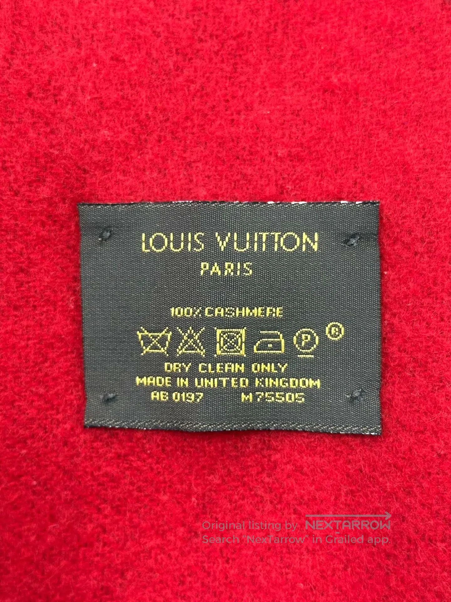 Louis Vuitton Louis Vuitton Red Logo Printed Double-sided Cashmere Scarf Size ONE SIZE - 4 Thumbnail