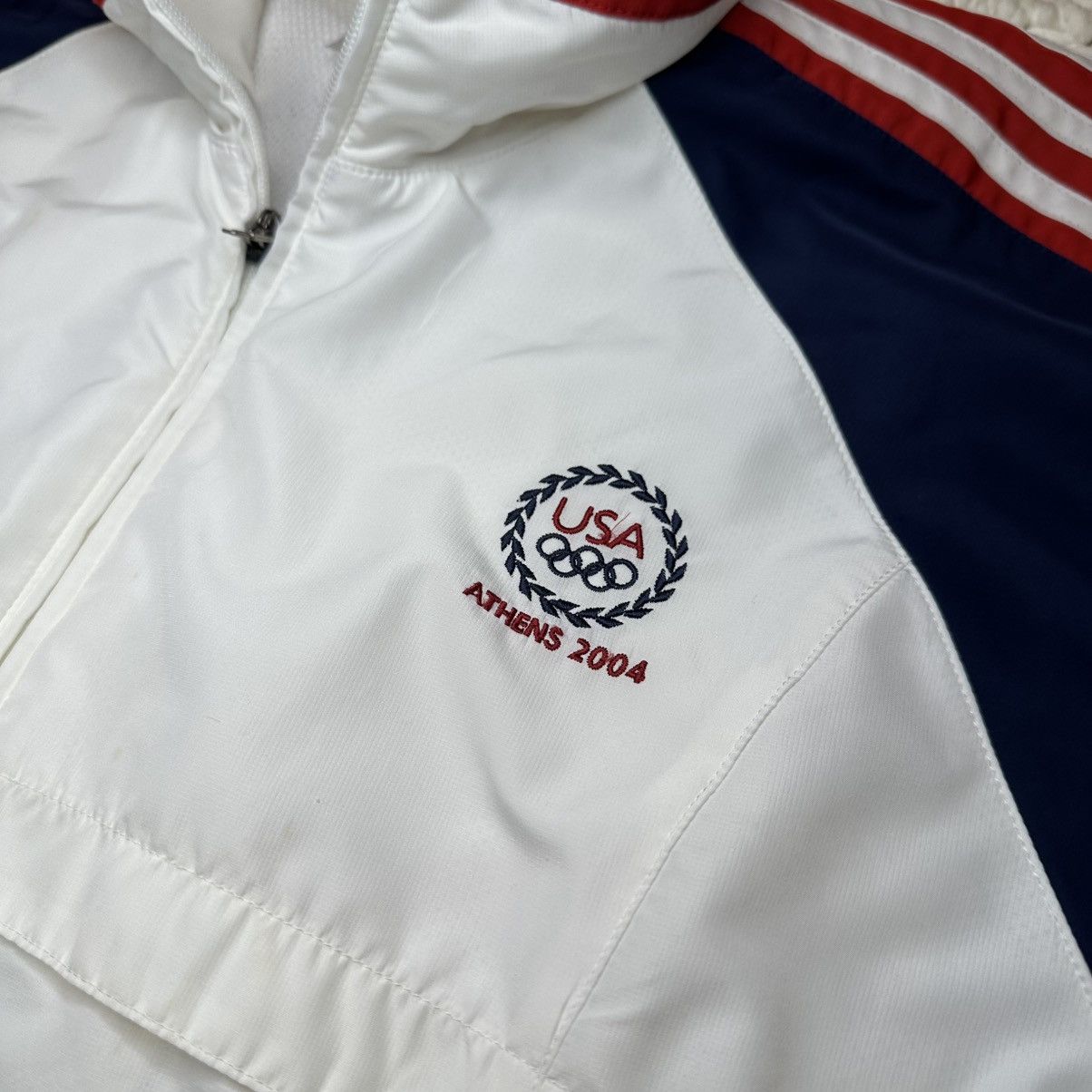 Adidas Rare 2004 Athens USA Windbreaker Jacket Size Large Size US L / EU 52-54 / 3 - 3 Thumbnail