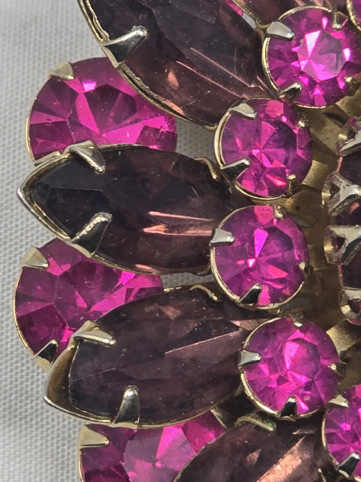 Other Vintage Signed Judy Lee Pink Purple Rhinestone Floral Brooch Size ONE SIZE - 2 Thumbnail