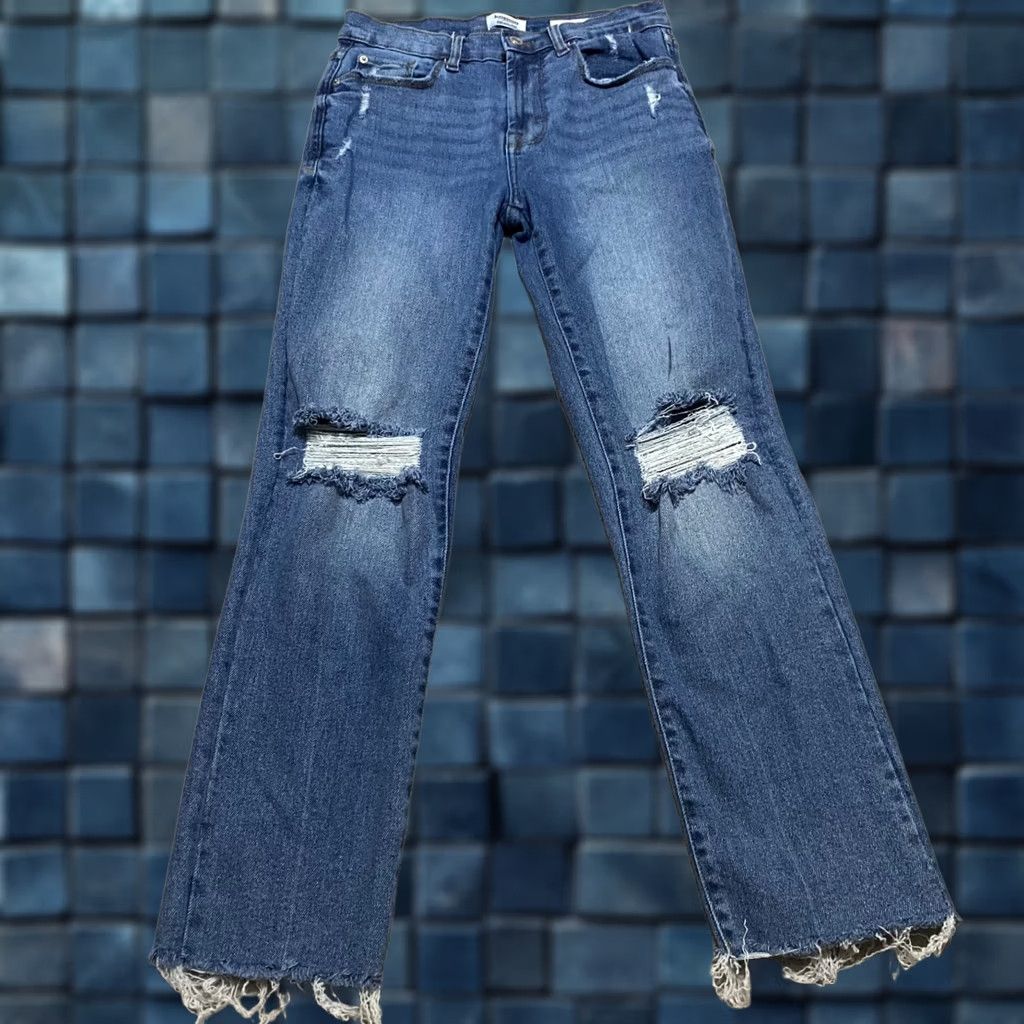 Vintage Kensie Jeans Jeans Blue Denim Medium Wash Slim Straight Distressed Raw Hem Womens Size 2 Size 26" / US 2 / IT 38 - 1 Thumbnail