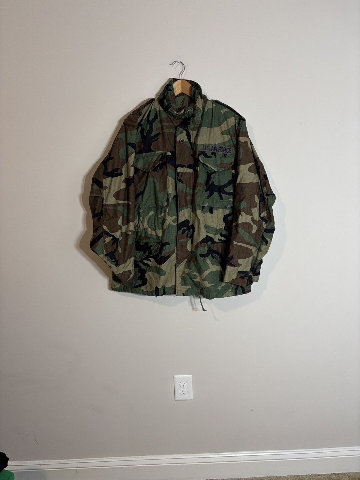 Vtg US Air Force Cold Weather Field Coat Woodland Camo M-65