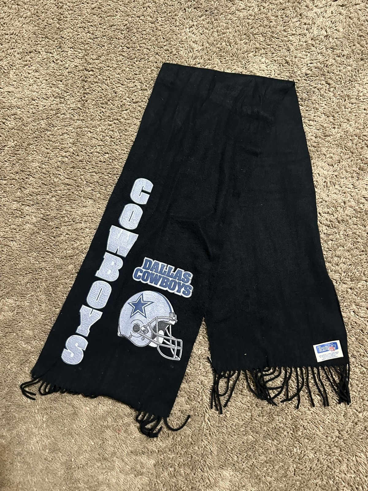 NFL × Vintage Vintage NFL Dallas Cowboys “triple black” scarf 90s Size ONE SIZE - 1 Thumbnail