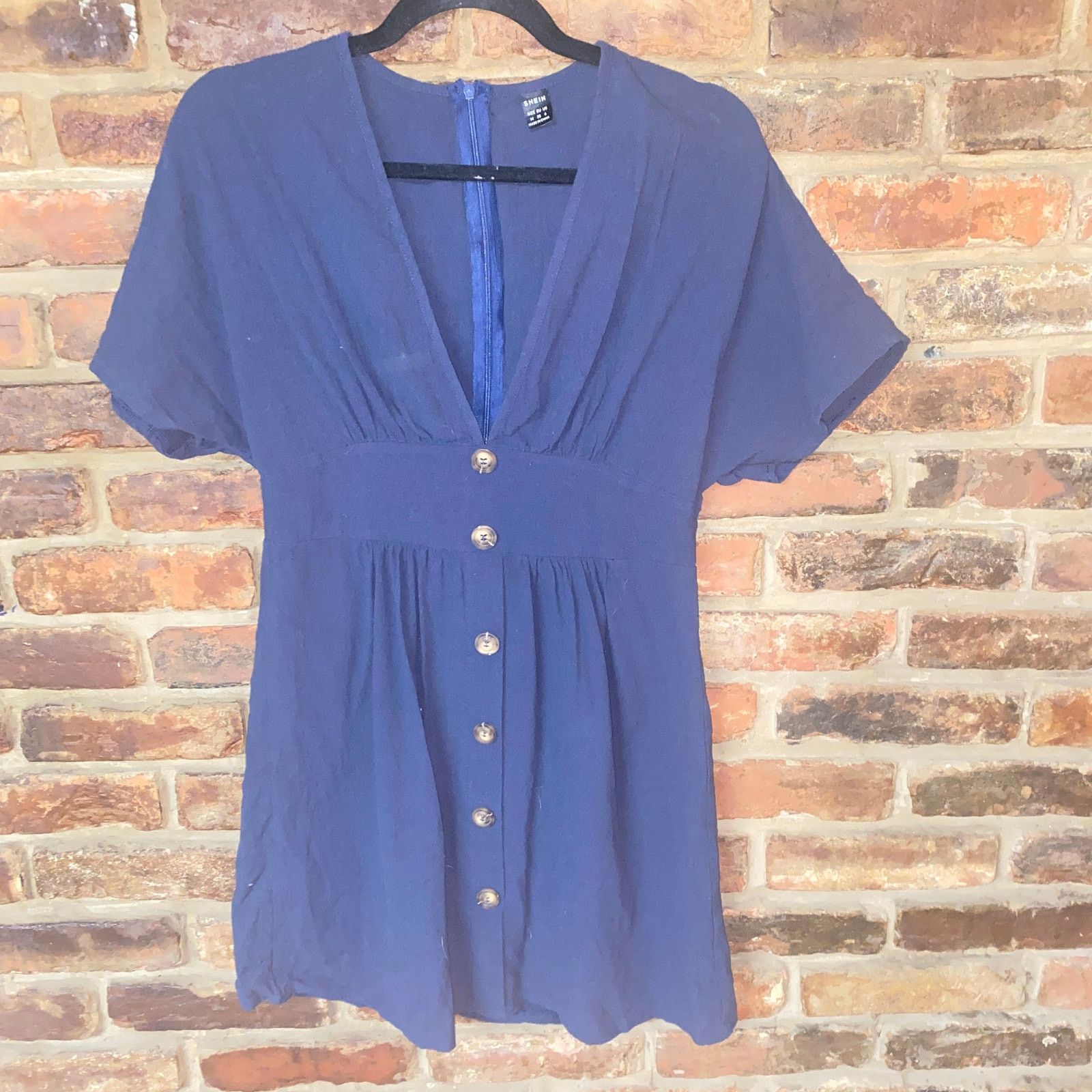 Shein Shein Navy Blue V-Neck Button Down Mini Dress Medium Size M / US 6-8 / IT 42-44 - 1 Thumbnail