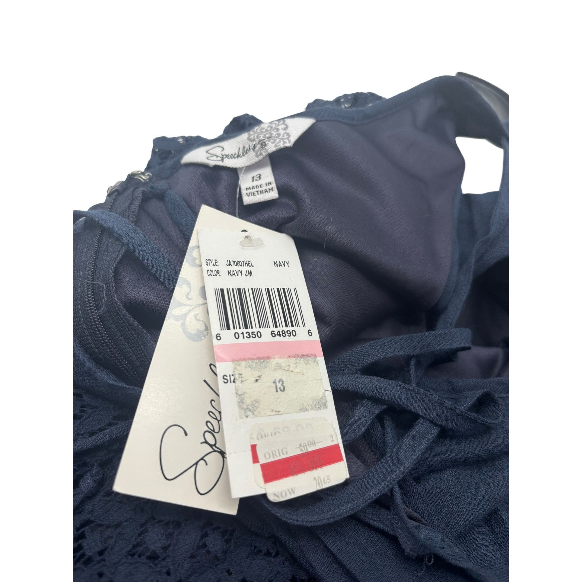 Other Speechless Junior’s Tiered Crochet Trim Tank Dress, Navy, Si Size ONE SIZE - 7 Thumbnail