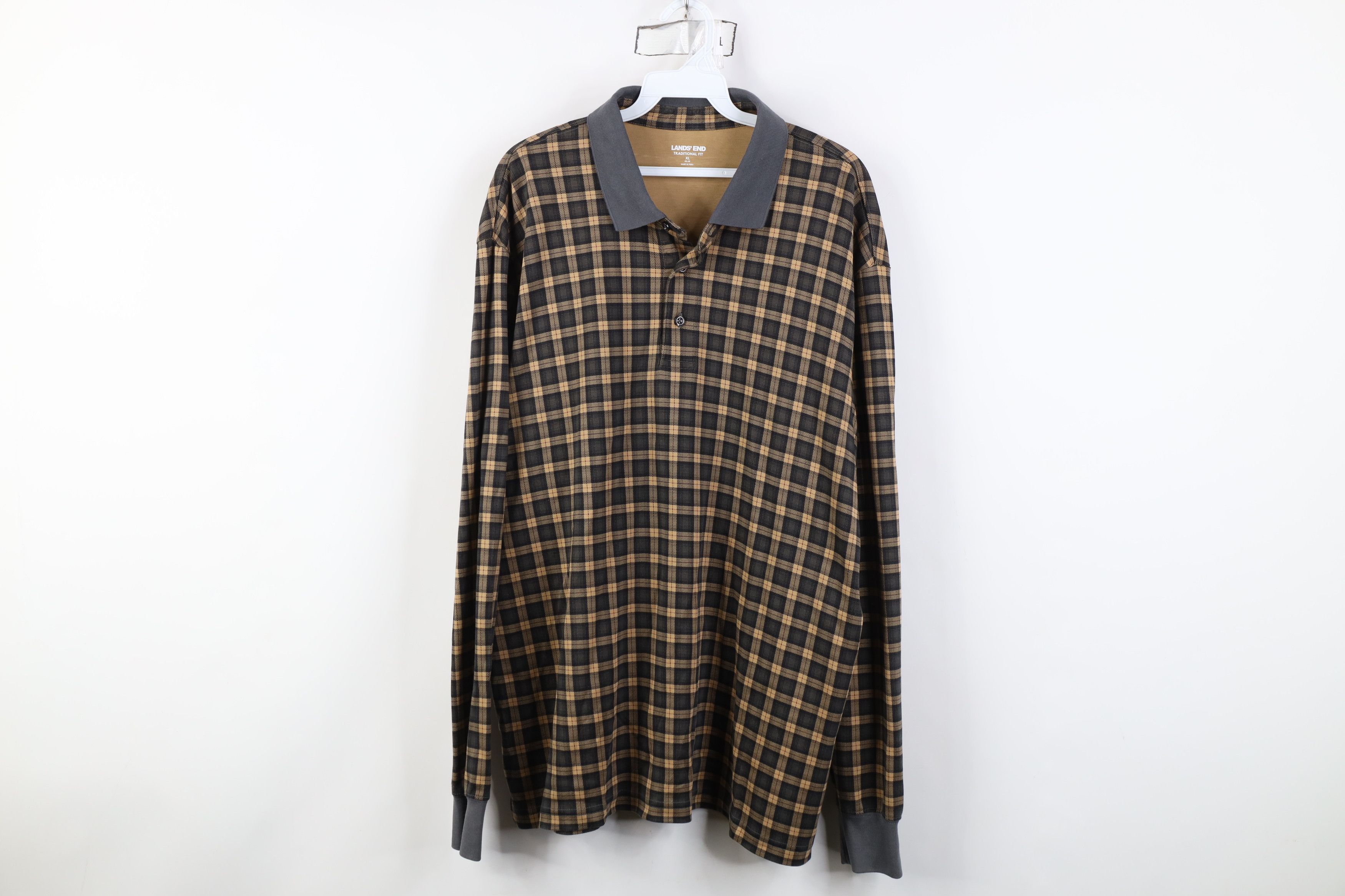 Lands' End Vintage Y2K Lands End Long Sleeve Polo Shirt Plaid Cotton Size US XL / EU 56 / 4 - 1 Thumbnail