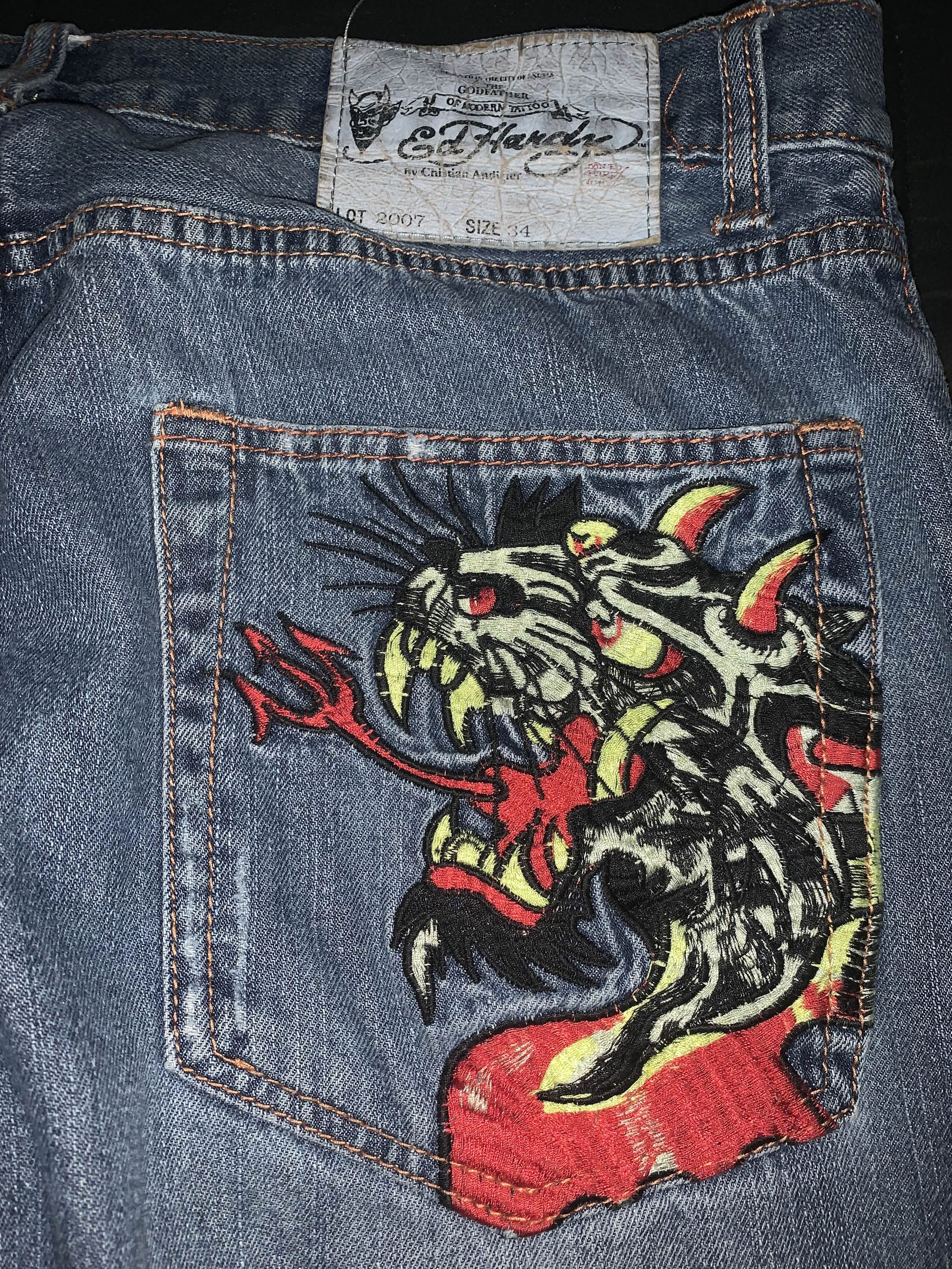 Ed Hardy × Vintage Ed Hardy Dragon Jeans Size US 34 / EU 50 - 4 Thumbnail