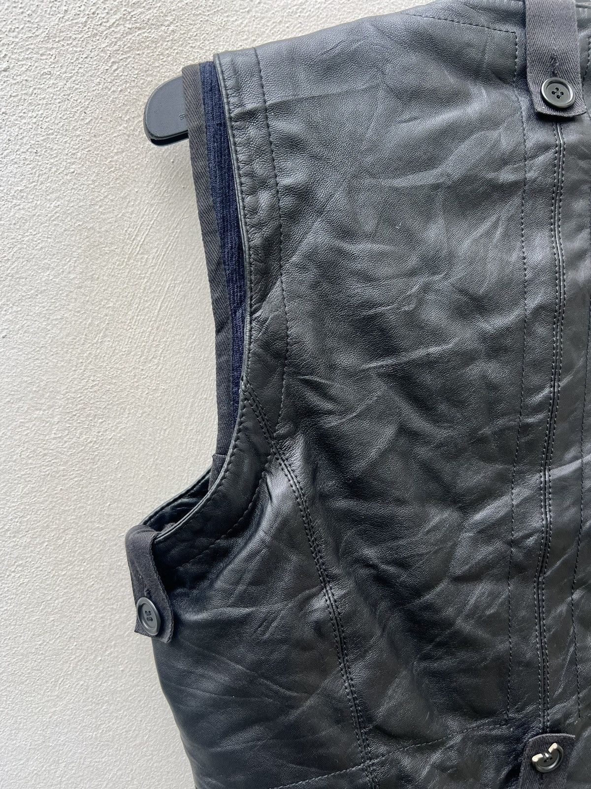 Dirk Bikkembergs × Vintage Vintage 90s DIRK BIKKEMBERGS Detachable Linig Leather Vest Size US M / EU 48-50 / 2 - 16 Thumbnail
