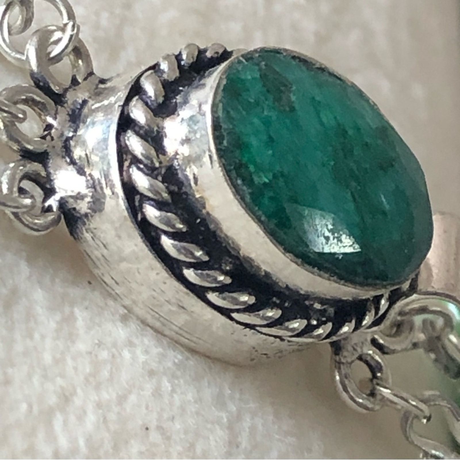 Handmade Handcrafted repurpose Pearl genuine emerald necklace Size ONE SIZE - 8 Thumbnail