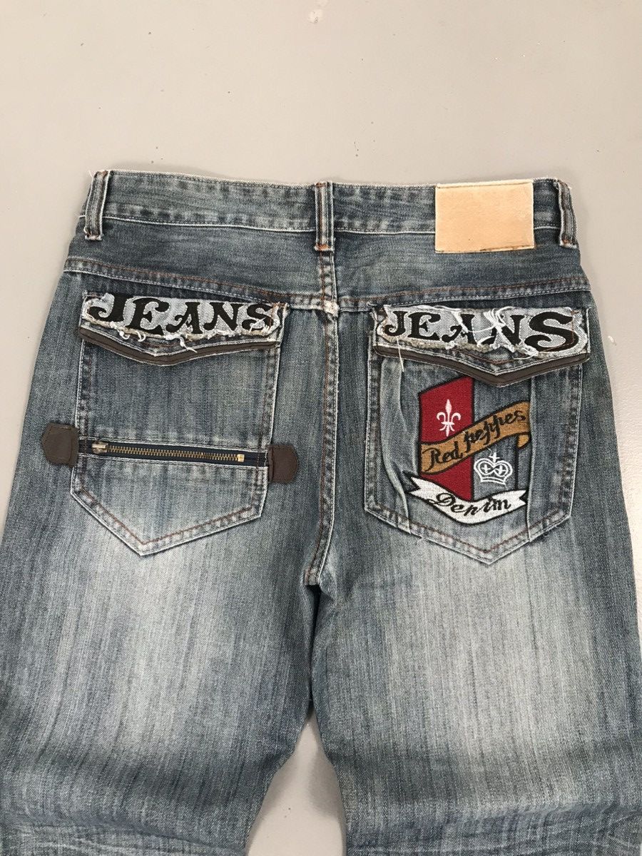Vintage Y2K vintage popul arclothes crazy pocket embroidery denim Size US 33 - 11 Thumbnail