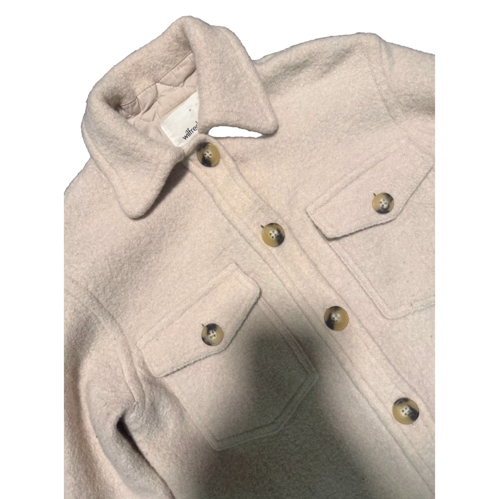 Vintage VINTAGE Wilfred Ganna Shirt Jacket Merino Wool Shacket Cream 2XS Shacket Women? Size XXS / US 00 / IT 34 - 5 Thumbnail
