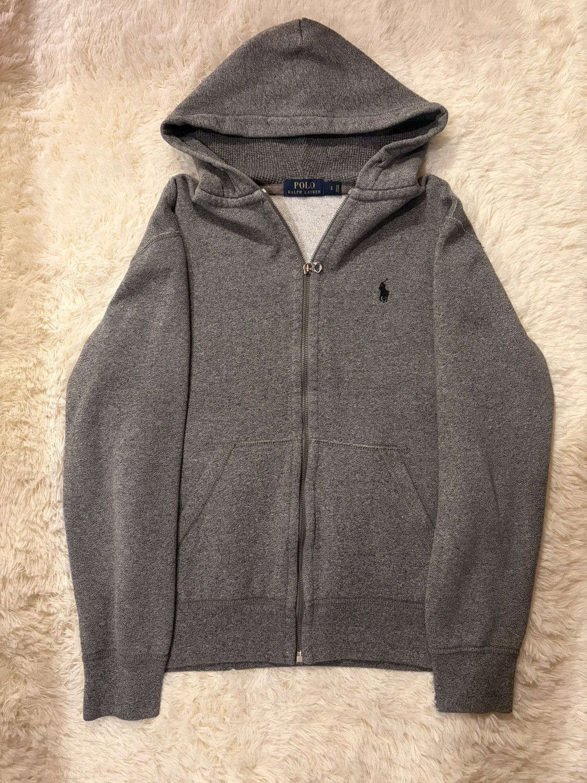 Polo Ralph Lauren Gray Full Zip Hoodie Hooded Logo Pockets
