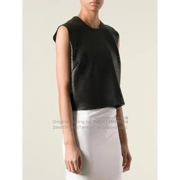 Other Helmut Lang size P Women's lamb leather cutout sleeveless v Size S / US 4 / IT 40 - 1 Thumbnail