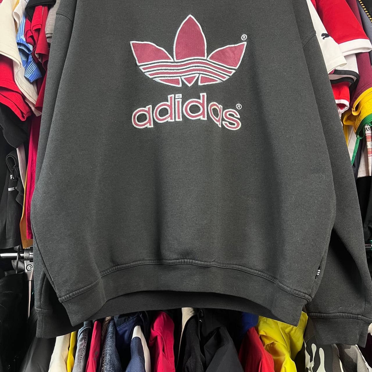 Adidas Vintage 90s Adidas Big Logo Sunfade Black/Red Sweatshirt Size US L / EU 52-54 / 3 - 3 Thumbnail