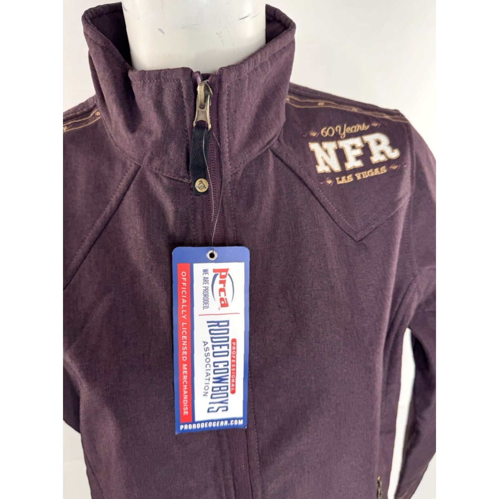 Vintage NFR PRCA - NEW w TAGS - Rodeo Horse LAS VEGAS Embroidered Womens M Jacket Shirt Womens M Burgundy Western Cowboy NFR Size M / US 6-8 / IT 42-44 - 4 Thumbnail