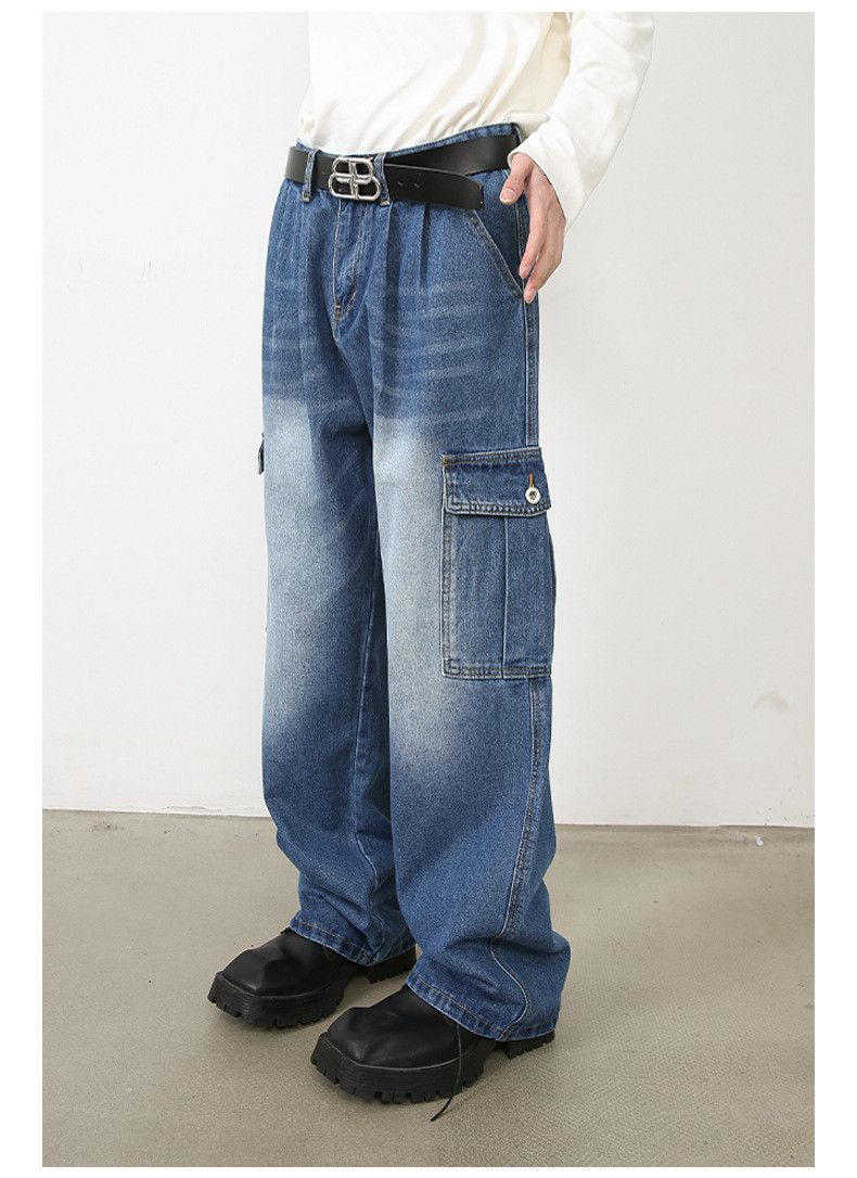 Japanese Brand American style multi-pocket overalls washed cargo jeans Size US 32 / EU 48 - 3 Thumbnail