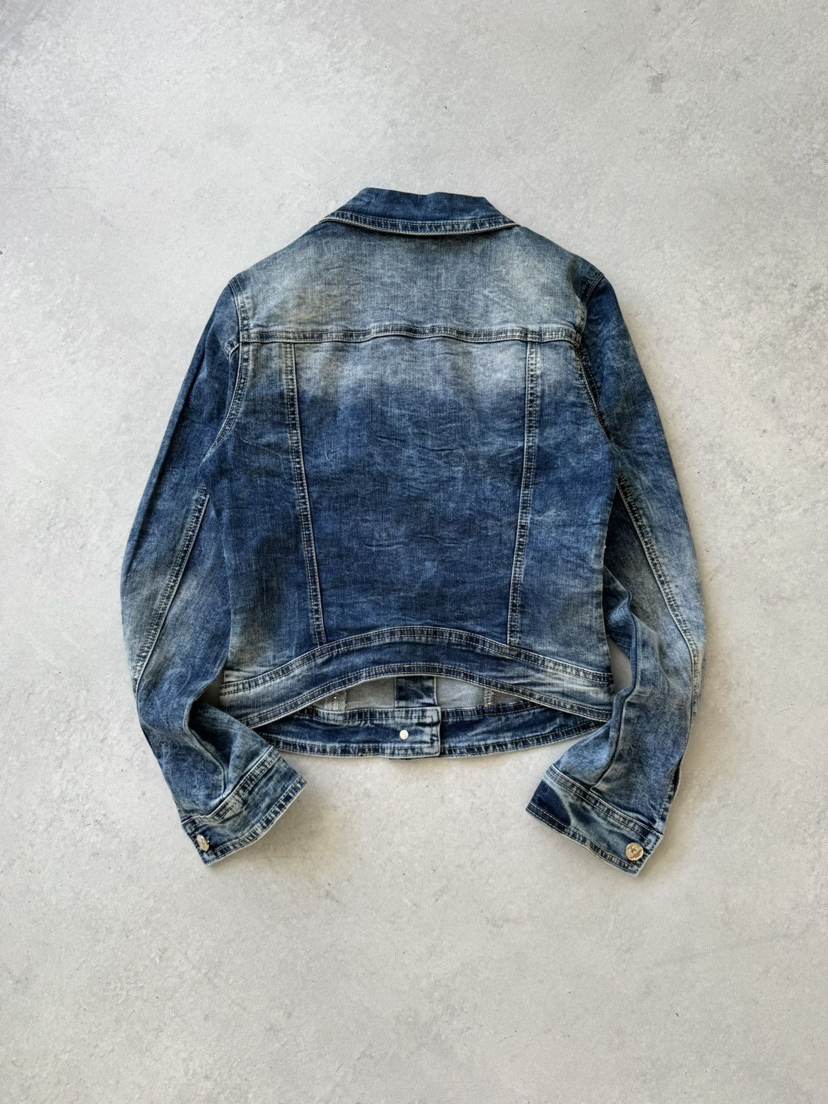 If Six Was Nine Vintage Cropped Rhinestone Avant-Gard Style Y2K Denim Jacket Size S / US 4 / IT 40 - 4 Thumbnail