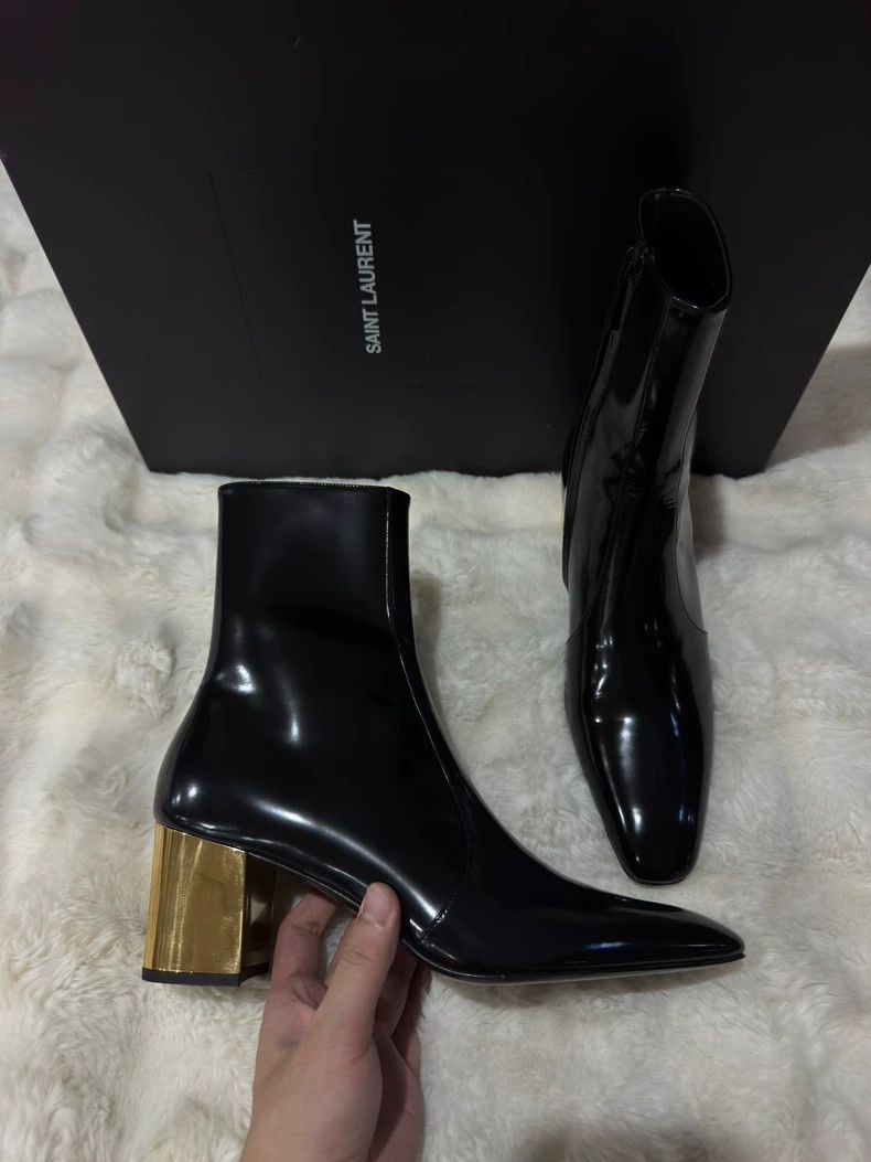 Saint Laurent Paris Saint Laurent Paris Black gold boots men's boots Size US 8 / EU 41 - 5 Thumbnail