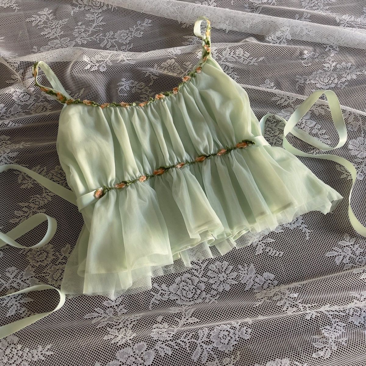 Vintage Vintage 1960s Mint Nylon Chiffon Camisole (XS–S) Size S / US 4 / IT 40 - 7 Thumbnail