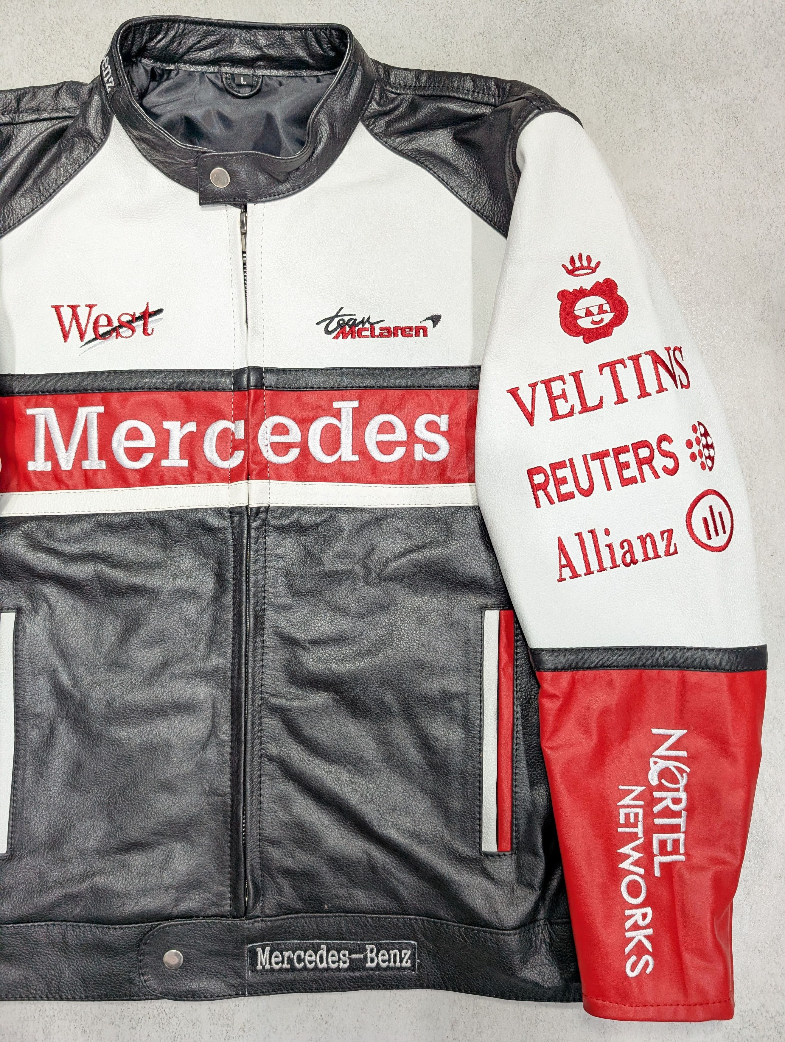 Vintage 💥 Vintage Mercedes Benz 💥 Leather Jacket Streetwear Racing Size M / US 6-8 / IT 42-44 - 4 Thumbnail