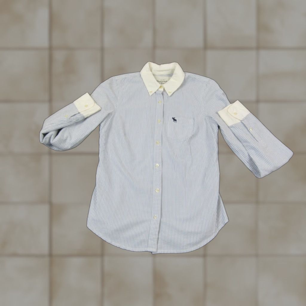 Abercrombie & Fitch VINTAGE Abercrombie & Fitch Shirt Womens Medium Blue Striped Button Down Long Sleeve Collared Pocket Casual Classic 90s Theme Womens Size M / US 6-8 / IT 42-44 - 1 Thumbnail