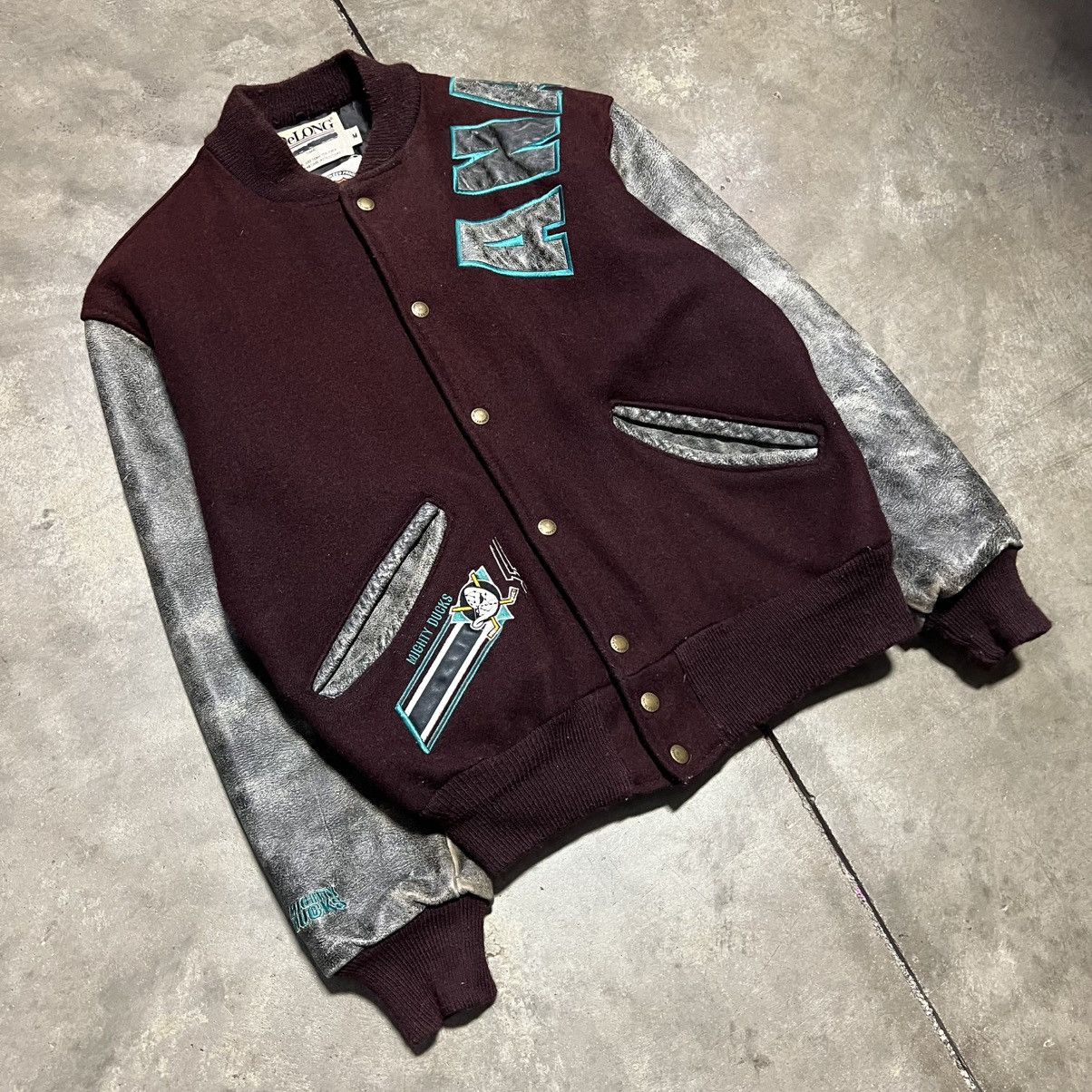 NHL Vintage 90s Anaheim Mighty Ducks Varsity Bomber Jacket USA Size US M / EU 48-50 / 2 - 2 Thumbnail