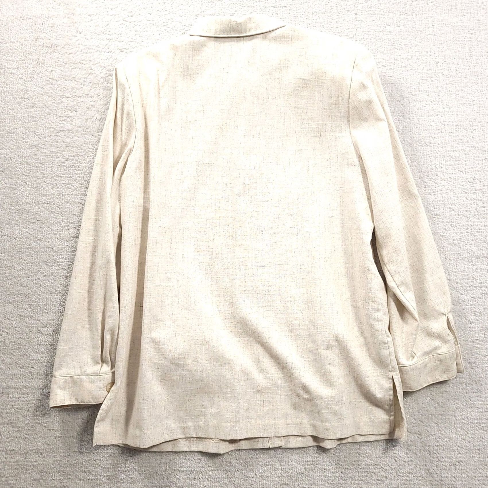 Vintage Sag Harbor Womens 14 Linen Blend Tan Beige Button-Up Top Shoulder Pads Pockets Shirt Casual Womens Size XL / US 12-14 / IT 48-50 - 7 Thumbnail