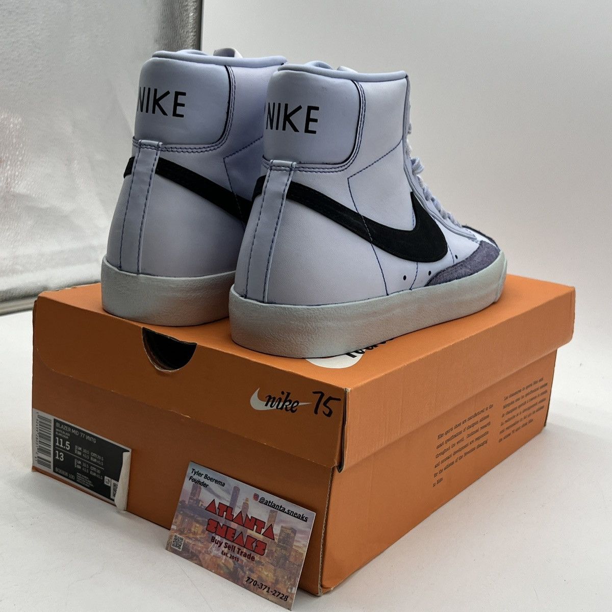 Nike Blazer mid 77 vintage white black Size US 11.5 / EU 44-45 - 5 Thumbnail