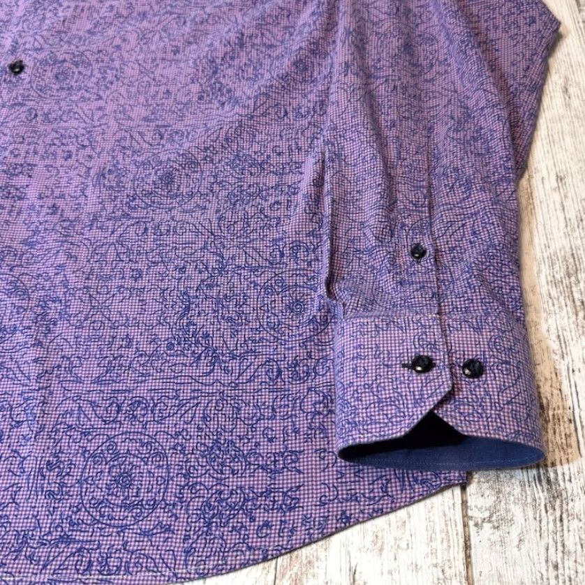 Vintage Flexion Shirt Mens XL Long Sleeve Button Up Purple Geometric Design 7496 Size US XL / EU 56 / 4 - 4 Thumbnail