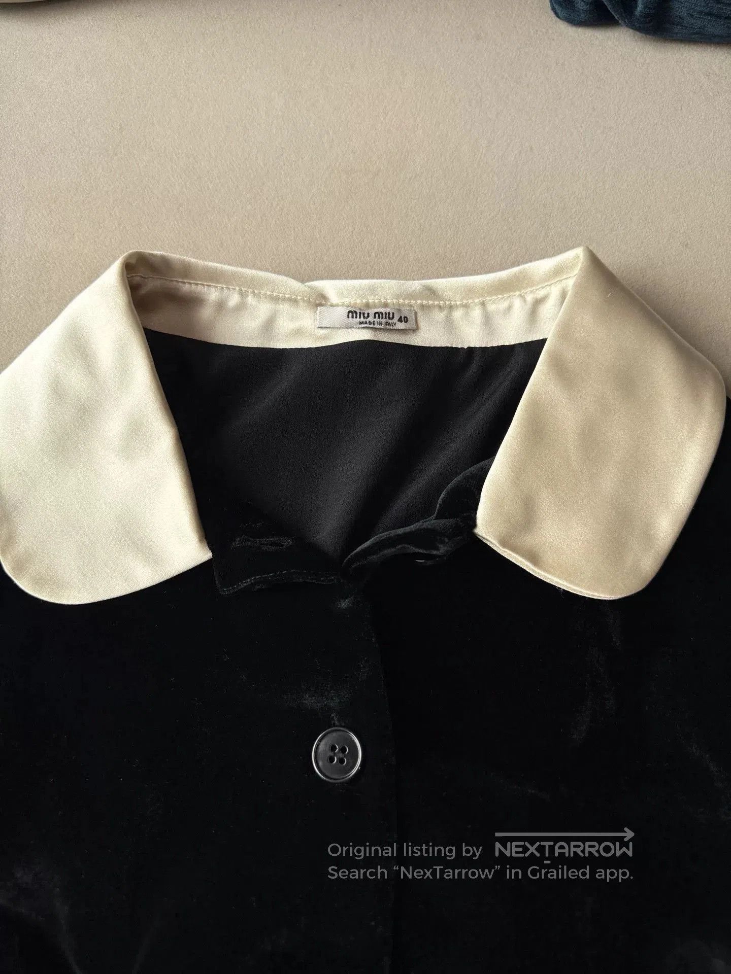 Miu Miu Miu Miu SS22 Contrast Collar Rivet Velvet Dress. Size M / US 6-8 / IT 42-44 - 4 Thumbnail