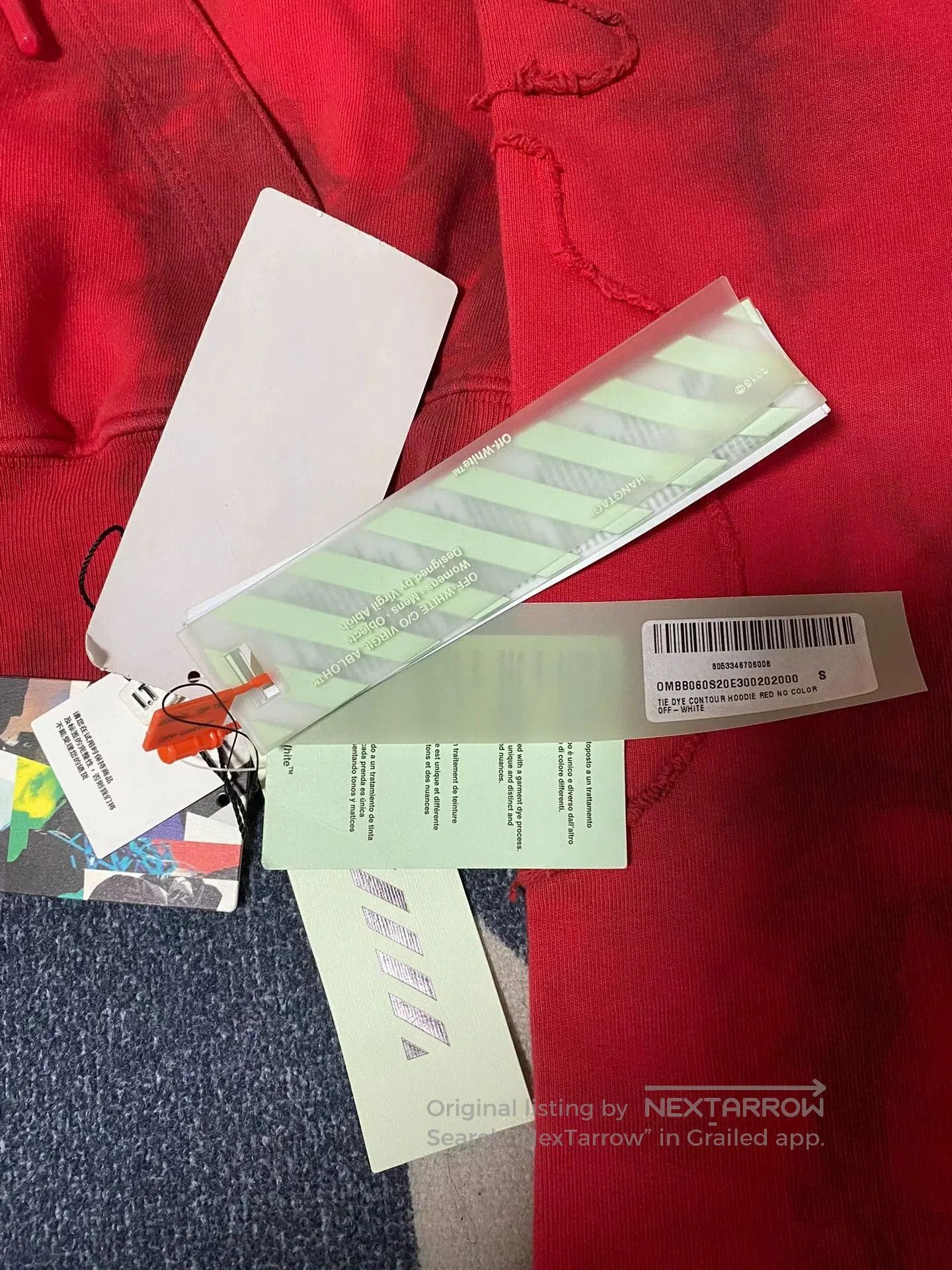 Off-White red tie-dye hooded sweatshirt with tags. Size US S / EU 44-46 / 1 - 3 Thumbnail