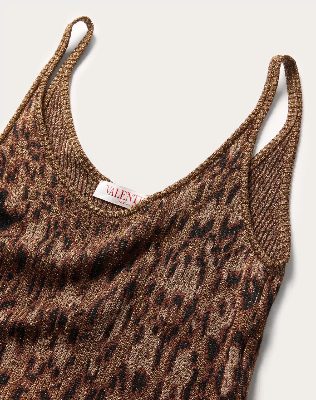 Valentino o1s1wg110625 Animalier Jacquard Cotton Lurex Dress in Brown Size M / US 6-8 / IT 42-44 - 7 Thumbnail