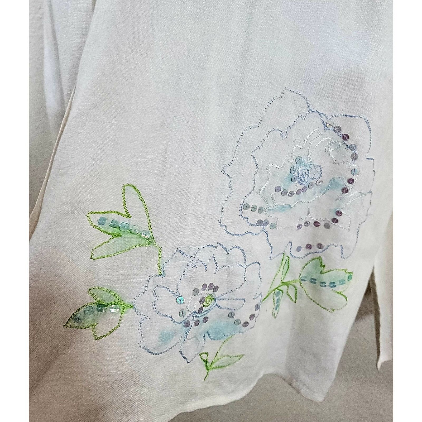 Other Sarah Spencer Woman Cream Floral Embroidered Sequin Top 22W Size 3XL / US 20-22 - 2 Thumbnail