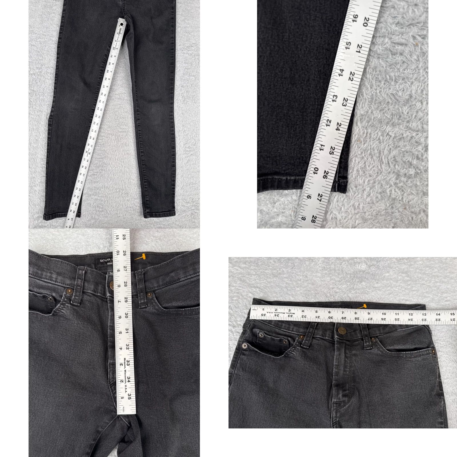 Banana Republic Banana Republic Women's Jeans Skinny Fit Mid Rise Black Denim 26x27 Cotton Stretch 2010s Fall Winter Girls Size 26" / US 2 / IT 38 - 8 Thumbnail