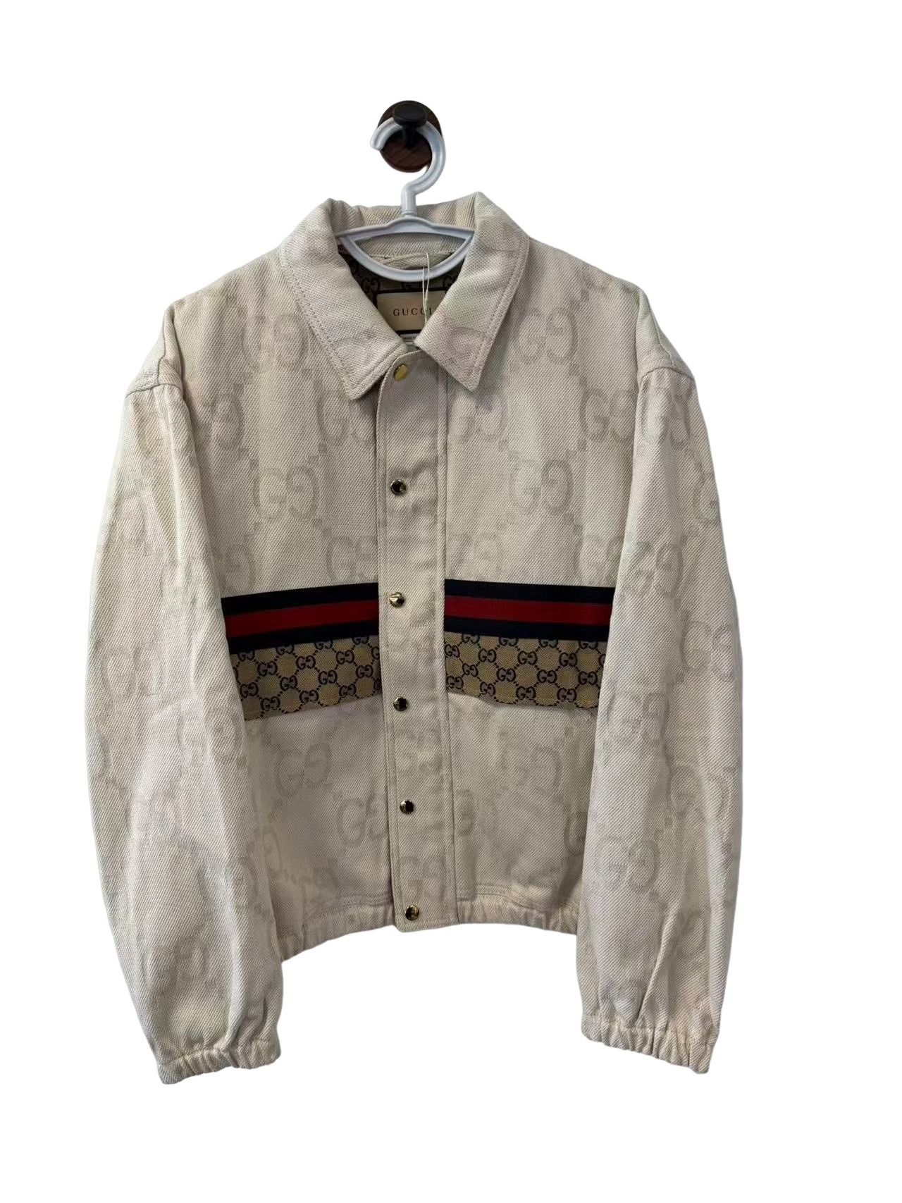 Gucci Gucci GG Monogram Web Stripe Denim Jacket 48 Size US M / EU 48-50 / 2 - 1 Thumbnail