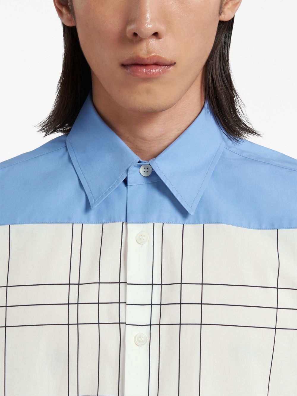 Marni o1w1db10125 Color Block Checked Shirt in White Size US S / EU 44-46 / 1 - 4 Thumbnail