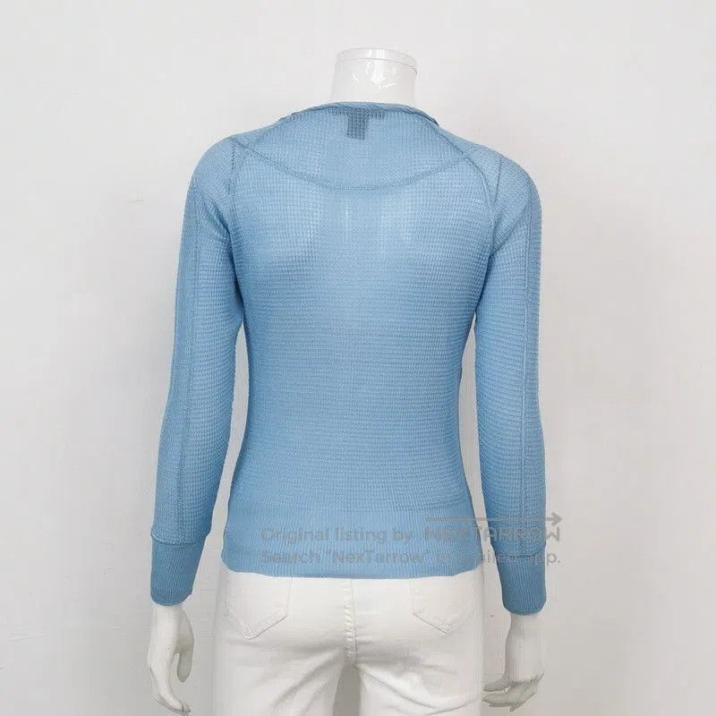 Louis Vuitton Louis Vuitton Blue Silk Knitted Top with Bow. Size US M / EU 48-50 / 2 - 2 Thumbnail
