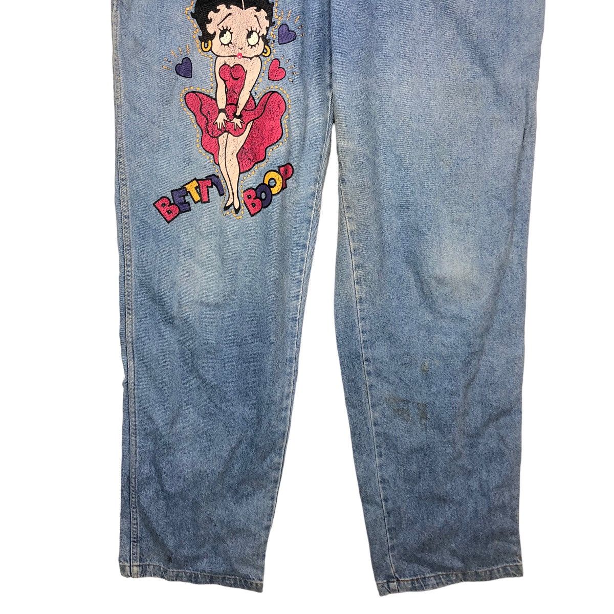 Cartoon Network 🔥Vintage Denim Overall Trousers Worker Betty Boop Big Logo Size US 36 / EU 52 - 6 Thumbnail
