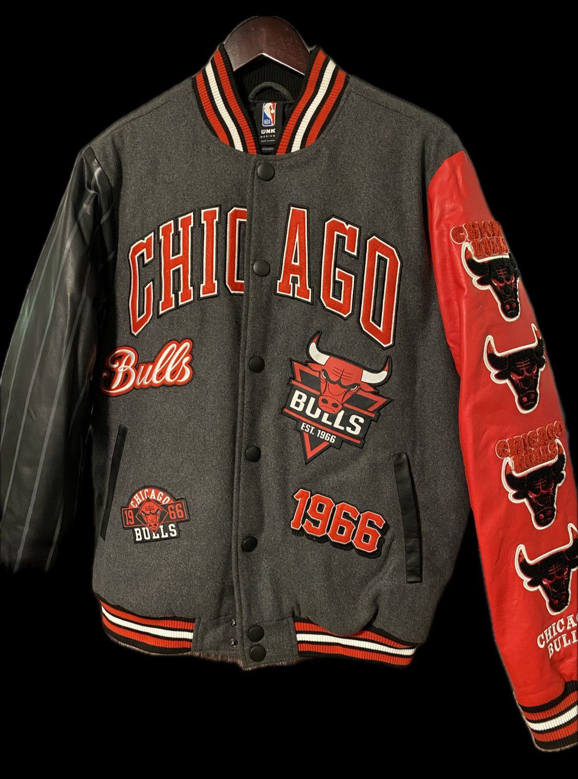 image of NBA x Vintage Bulls Varsity Jacket in Red, Men's (Size Medium)
