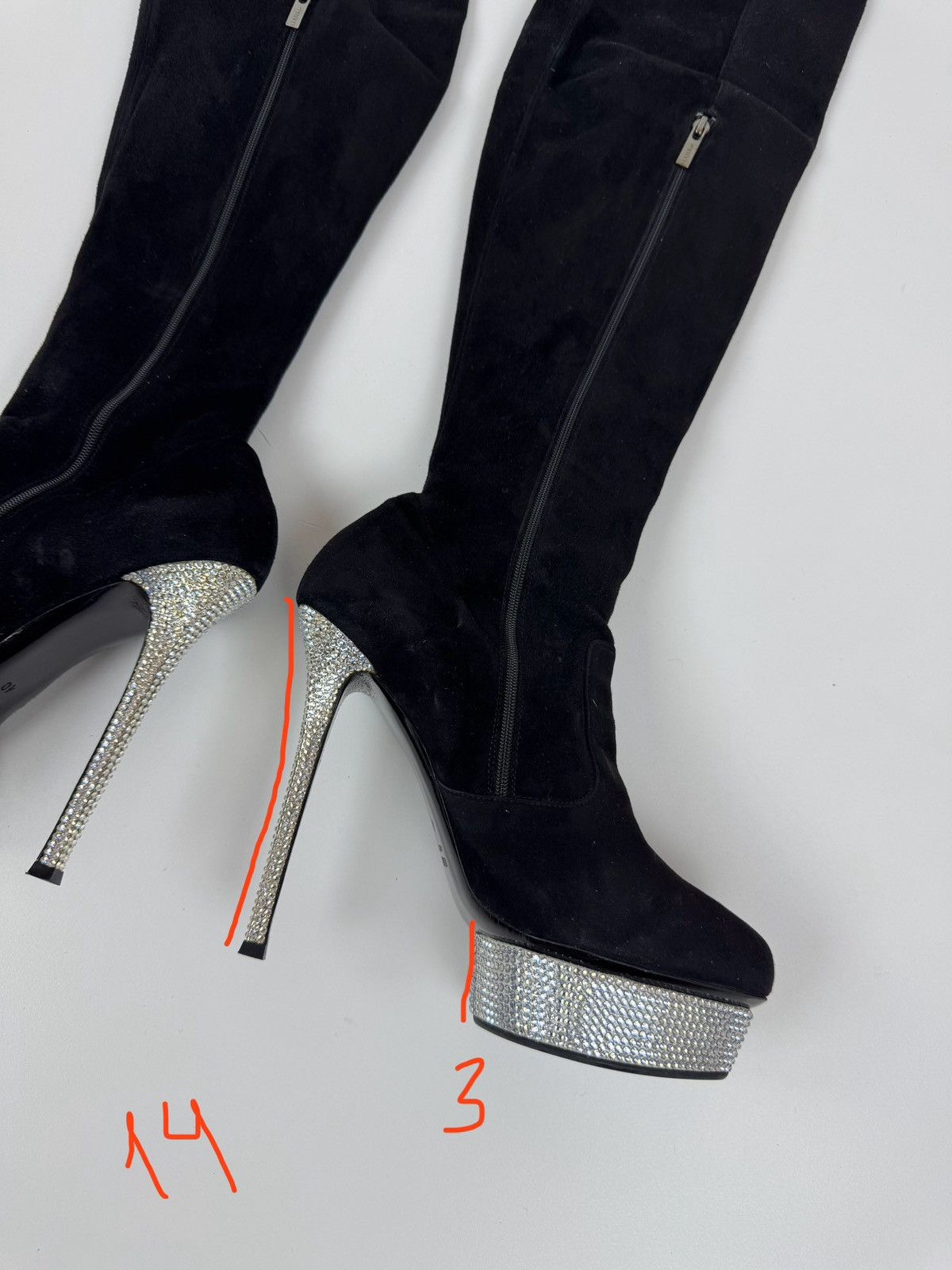 Le Silla LE SILLA HIGH HEEL BLACK SUEDE OVER THE KNEE Crystal BOOTs Size US 10 / IT 40 - 12 Thumbnail