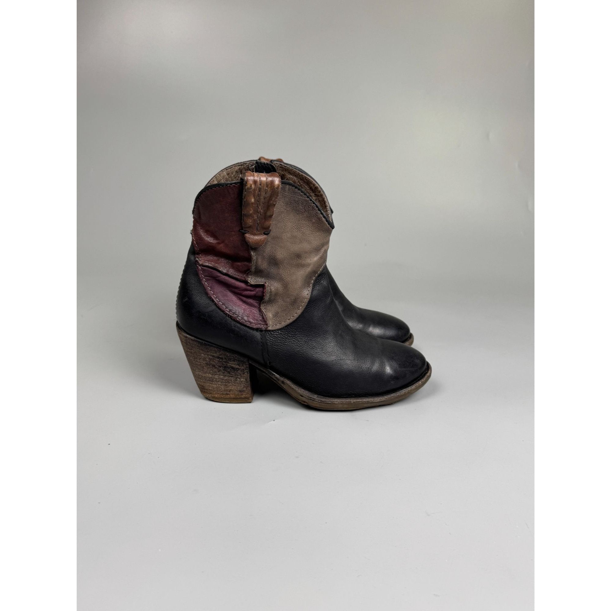 A.S.98 A.S.98 Airstep Leather Ankle Western Patchwork Boots (YG027) Size US 7 / IT 37 - 1 Thumbnail