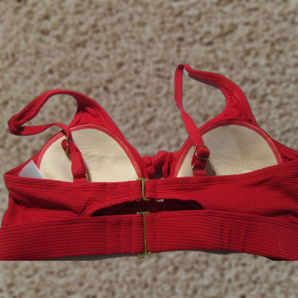 Vintage Kona Sol Womens Size S Bikini Top Red Wireless Bralette Lined Bow Wide Straps Size S / US 4 / IT 40 - 1 Thumbnail