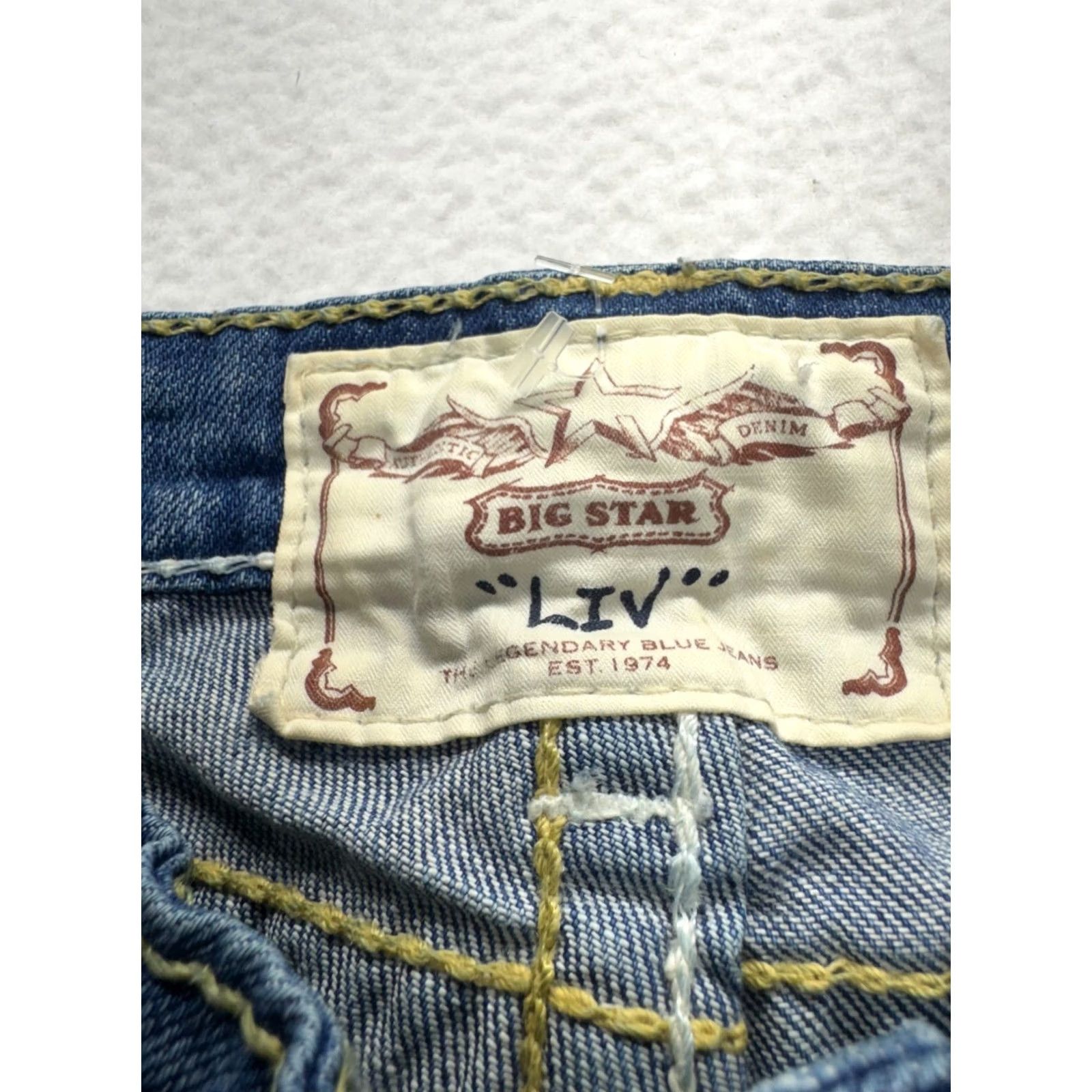 Vintage BIG STAR Liv Distressed Flare Jeans With Embroidered Patches 25R Blue Unisex Adults Jeans 25R Flared Distressed Embroidered Patch Size 42" / US 20 - 3 Thumbnail